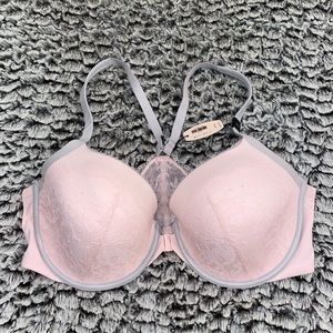 NWT VS Pink Lace Bra w/Gray Straps